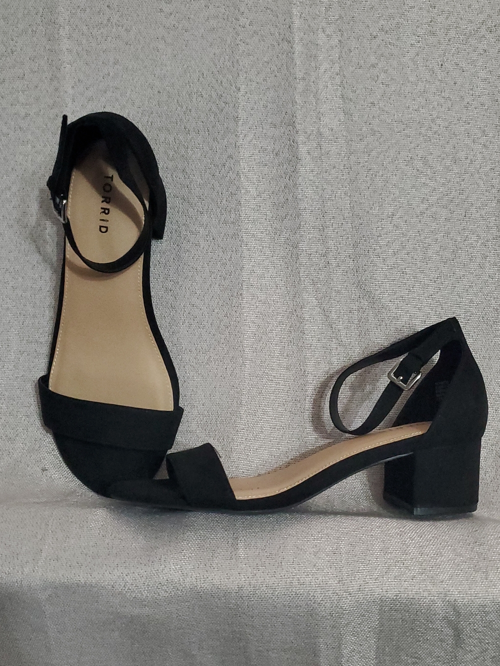 torrid Black Suede Low Block Heel Sandals with Ankle Strap